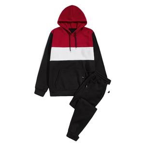 2023 invierno otoño hombres chándal bloque de Color sudaderas con capucha pantalones de chándal 2 uds traje Casual correr Fitness Hombre Ropa deportiva - Product Image 5