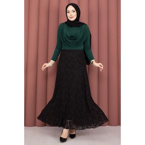 Premium Black <b>Lace</b> Skirt Soft Spandex with Digital Print Straight and Wrap Styles for Work Spring and Autumn Seasons - Product Image 3