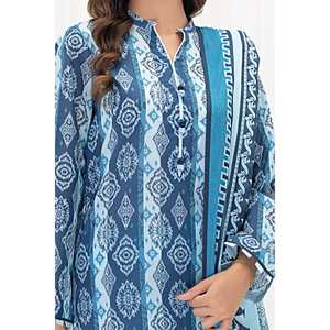 Traje de 3 Piezas sin Costuras para Mujer, Color Azul, con Decoración de Botones - Product Image 1