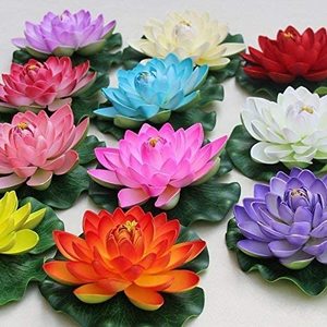 Latest Artificial Rose Water Floating Flowers Rubber Floating Lotus Flowers With Rubber Leaf for Outdoor Indoor Home Decoration