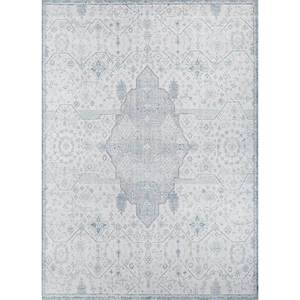 Alfombra de Lana Anudada a Mano Erbe Classic Blue GS-1055 con Patrón de Diamantes y Medallones para el Hogar, Pasillo, Rectángulo tipo Rompecabezas para Habitación de Adolescentes - Product Image 1