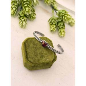 Navajo Handmade Fashion Cuff Bracelet with Rose Dahlia & Heart in Sterling Silver - Product Image 3