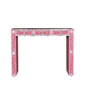 Table console moderne de luxe avec incrustation d'os, design exquis avec incrustation de fleurs bleues, parfaite pour la maison, l'appartement et la décoration intérieure design - Product Image 6