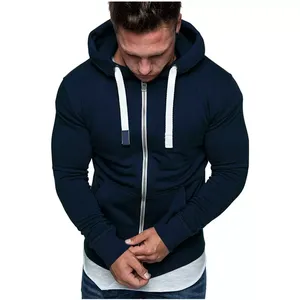 High Quality Unisex 100% Cotton Hoodie Fashion Heavyweight Zipper Hoodie with Solid Pattern Logo Casual Mens Blank Zipper Hoodie - Product Image 5