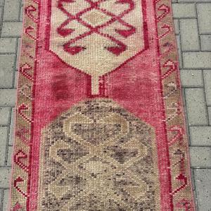 2.8x11.4 ft Vintage <b>Runner</b> Rug, Turkish <b>Red</b> Patchwork Rug - Product Image 5