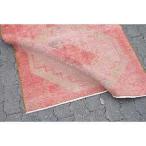 3.3x8.1 ft Rug, Turkish Vintage Rug, <b>Red</b> Southwestern <b>Wool</b> Rug - Product Image 5