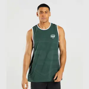 Grosir Singlet Otot Tanpa Lengan Latihan Gym Pria Tank Top Binaraga Kebugaran Lari Logo Kustom Tank Top