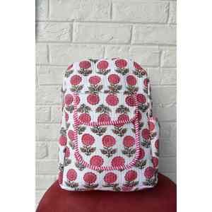 Sac à dos pour ordinateur portable pour femme, style bohème vintage indien, en coton écologique, imprimé au bloc, durable, portable et tendance, idéal pour l'université - Product Image 1