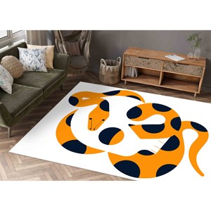 Tapis Serpent Enroulé avec Crâne, Tapis Imprimé pour Intérieurs Modernes de Loft, Tapis Doux à Poils Longs - Product Image 3