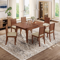VENTE FLASH - Ensemble de table à manger en bois moderne avec 6 chaises, meubles de salle à manger, table à manger d'intérieur, prix bas