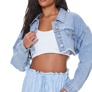 Veste en jean personnalisée à la mode vestes en jean perlé pour femmes manteau en jean court perlé pour femmes - Product Image 2