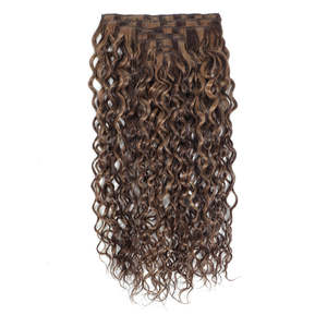 Extensions de cheveux à clipser 30 pouces, bouclées crépues, ondulations lâches, cheveux vierges 12A, brun foncé caramel 1B - Product Image 4