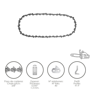 Catena per Motosega 3/8" / 0.050" 1.3 mm / 40 Maglie / 91 P - Product Image 1