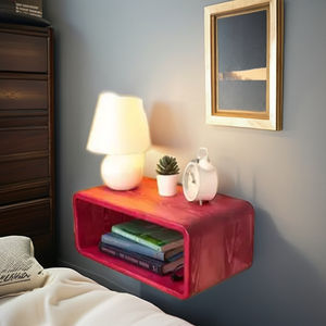 Mesita de noche flotante de madera maciza ecológica hecha a mano con cajón de almacenamiento diseño moderno para uso en el dormitorio del hogar - Product Image 1