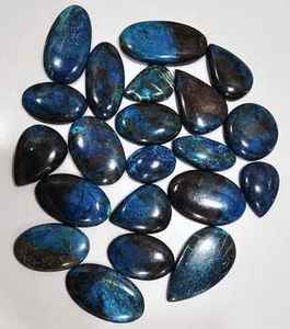 Lot en gros de cabochons de shattuckite azurite naturelle de Blue Mountain, pierres précieuses brutes incroyables avec une variété de formes - Product Image 6