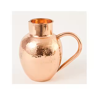 Carafe à eau en cuivre au design élégant avec poignée pour hôtel, restaurant, maison, fête, mariage, par Crescent Crafts