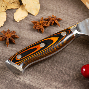 Venta al por mayor personalizado de alta calidad OEM ODM servicio de acero inoxidable cuchillo de Chef de cocina con mango de madera Pakka hoja afilada fija - Product Image 3