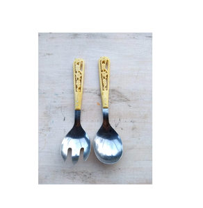 Handmade Homewares Steel Salad Server Spoons Forks Utensils Kitchen Spoon Mirrored steel <b>Gift</b> Accessories Top Trending Design - Product Image 1