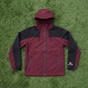 Chaqueta Cortavientos con Capucha para Hombre, Color Borgoña y Negro, con Cierre Completo, Bloques de Color, para Deportes al Aire Libre, con Bolsillos con Cierre - Product Image 5