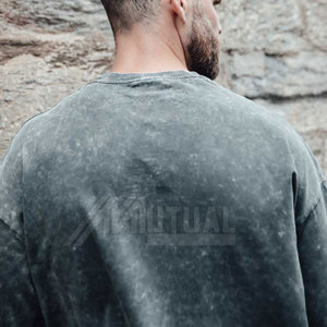 เสื้อยืดผ้าฝ้าย100% ลายกรดสำหรับผู้ชายผ้าถักลายสีทึบระบายอากาศได้ดีปรับแต่งโลโก้ได้ตามต้องการ - Product Image 5
