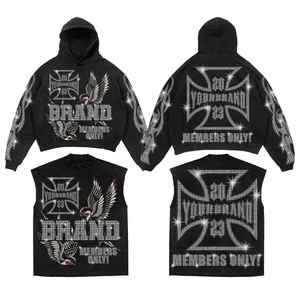 Survêtement en coton à strass 3D pour garçons et filles avec bouton brodé Logo personnalisable Anti-rétrécissement et sublimé pour l'hiver - Product Image 2