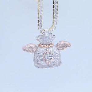 Qualité supérieure VVS Clarity moissanite diamant 16K plaqué argent superposition S925 Hip Hop sac d'argent pendentif luxe Hip Hop bijoux - Product Image 2