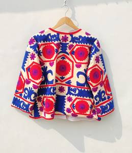 Suzani เสื้อแจ็กเก็ตผ้าแคนวาสสำหรับผู้หญิงผ้าคอตตอนปักลายดอกไม้ยาวสไตล์โบฮีเมียนสำหรับใส่สบายใหม่ล่าสุด100% - Product Image 2