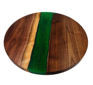 Tabla de cortar redonda de madera y resina epoxi hecha a mano personalizable, utensilios de cocina únicos para queso, charcutería, - Product Image 6