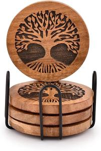 Juego de posavasos de madera Premium, alfombrillas rústicas duraderas para mesa de comedor, café, té, cerveza, hogar, cocina, Bar - Product Image 4