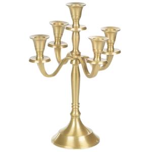 Bougeoir en métal doré à 5 bras de conception standard pour la décoration de la maison, présentoir de table, bougeoir décoratif en fer - Product Image 1