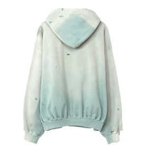 Venta al por mayor de gran tamaño Streetwear algodón poliéster hecho hombres Sun Faded Hoodie secado rápido cómodo ácido lavado sudaderas con capucha para hombres - Product Image 4