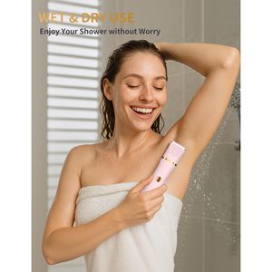 Rasoir électrique rechargeable rose pour femme, utilisation humide/sèche, tondeuse nez et corps, étanche IPX7, station de charge USB, lavable pour la zone du bikini - Product Image 3
