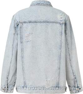 Service OEM 100% Veste en jean de haute qualité 100% coton vieilli avec patchs déchirés et motif de lettres - Product Image 2