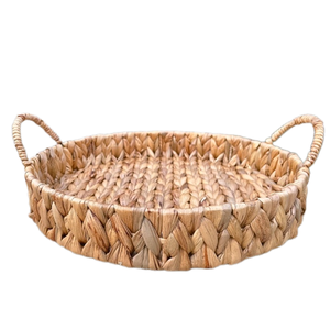 Bandeja tejida de jacinto de agua de algas marinas con forma hecha a mano, cesta de almacenamiento de pan para sala de estar, venta al por mayor, fabricante de Vietnam, estilo floral - Product Image 6