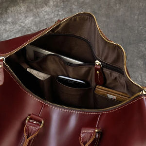 Bolsa de Lona de Cuero Genuino para Hombre, Bolsa de Viaje de Gran Capacidad, Resistente al Agua, Resistente al Aire Libre, con Cierre de Cremallera - Product Image 2