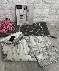 4. Indian Punjabi Work Salwar Suit Black Velvet Party Wear Women Afghan 3 Piece Wholesale Ready Madekurta Sets - Product Image 3