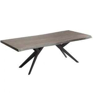 Table de bureau 2022 en bois d'acacia pur avec pied d'araignée de couleur noire, nouveau Design 100%