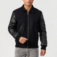 Blouson universitaire unisexe à col ras du cou, fermeture éclair, manches en cuir et laine, broderie, patchwork, lettres sur le devant, uniforme d'équipe Pharaoh personnalisé