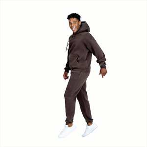 Ensemble de survêtement 2 en 1 coupe-vent pour homme, taille plus, imprimé, sweat-shirt à capuche et pantalon de survêtement, streetwear, hiver, 100% coton - Product Image 4