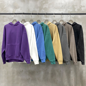 Fashion Streetwear Cotton Vintage Heavyweight Work <b>Drop</b> Shoulder Blank Pullover Hoodie Men <b>Acid</b> Wash Hoodie Unisex - Product Image 1