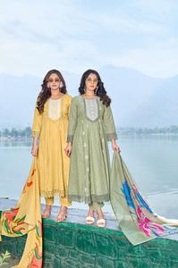 Costume Chikan Work Dupatta de qualité supérieure avec travail manuel et collection de festivals d'impression numérique Lilin - Product Image 2