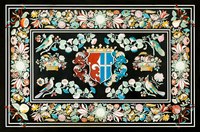 Ensemble de table à manger rectangulaire noire moderne avec magnifique marqueterie en pierre incrustée pour la maison, la cuisine ou l'hôtel