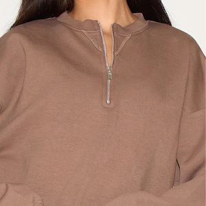 Sweat-shirt à demi-fermeture éclair pour femme Pull-over en polaire confortable Sweat-shirt à demi-fermeture éclair Streetwear Style Loose Fit Minimal Design Top - Product Image 5