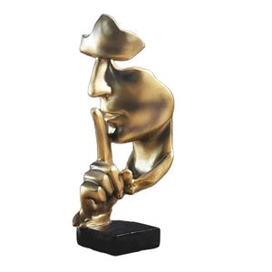 Sculptures abstraites créatives Figurines abstraites Boucle Penseur Statue Le Silence Est Or Sculpture Décorations - Product Image 1