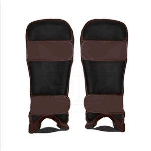 Protège-tibias en cuir de haute qualité pour adultes, prix de gros 2026, pour entraînement MMA/Boxe, logo personnalisé, légers et respirants - Product Image 2