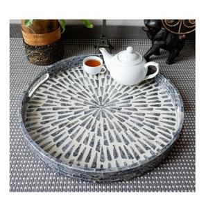 Fancy Home Vajilla Bandeja para servir alimentos hecha de incrustaciones de hueso Zig Zag Bandeja para servir Servidor de té y café Bandeja para uso en hoteles - Product Image 3