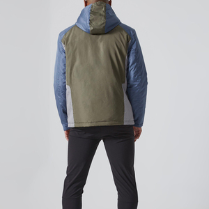 Veste coupe-vent kaki personnalisable coupe décontractée longueur régulière manches longues rembourré tissu Riptstop couleur bloc conception active - Product Image 2