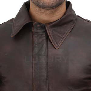 High Quality Men Winter <b>Long</b> Sleeve Stand Collar <b>Leather</b> <b>Jacket</b> with Front Logo Windproof Breathable Fashionable Style - Product Image 5
