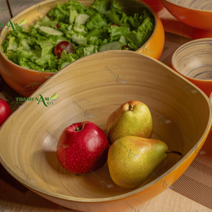 Customized Eco-Friendly <b>Bamboo</b> Salad <b>Bowls</b> Classic Design Disposable Lightweight Non-Toxic for Home Use Wholesale - Product Image 3