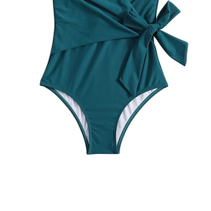 Meilleure vente dernier design maillot de bain taille haute pour femmes maillot de bain une pièce col rond solide à vendre - Product Image 6